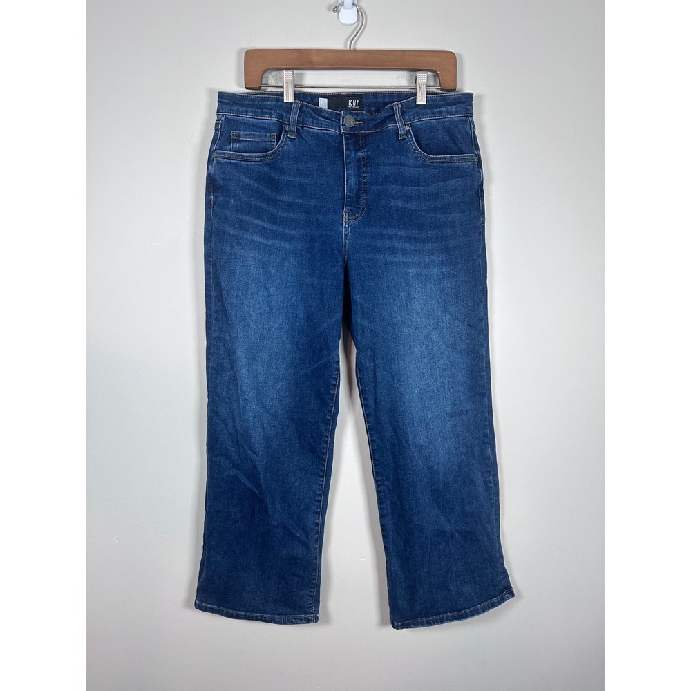 KUT from the Kloth Charlotte Fab Ab Culotte Women 14 Blue Denim Minimalist